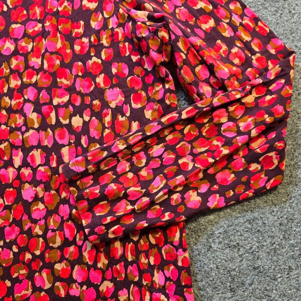 Chicos Top Womens Size Large Purple Red Abstract Print Long Sleeve Soft Casual - Picture 4 of 9